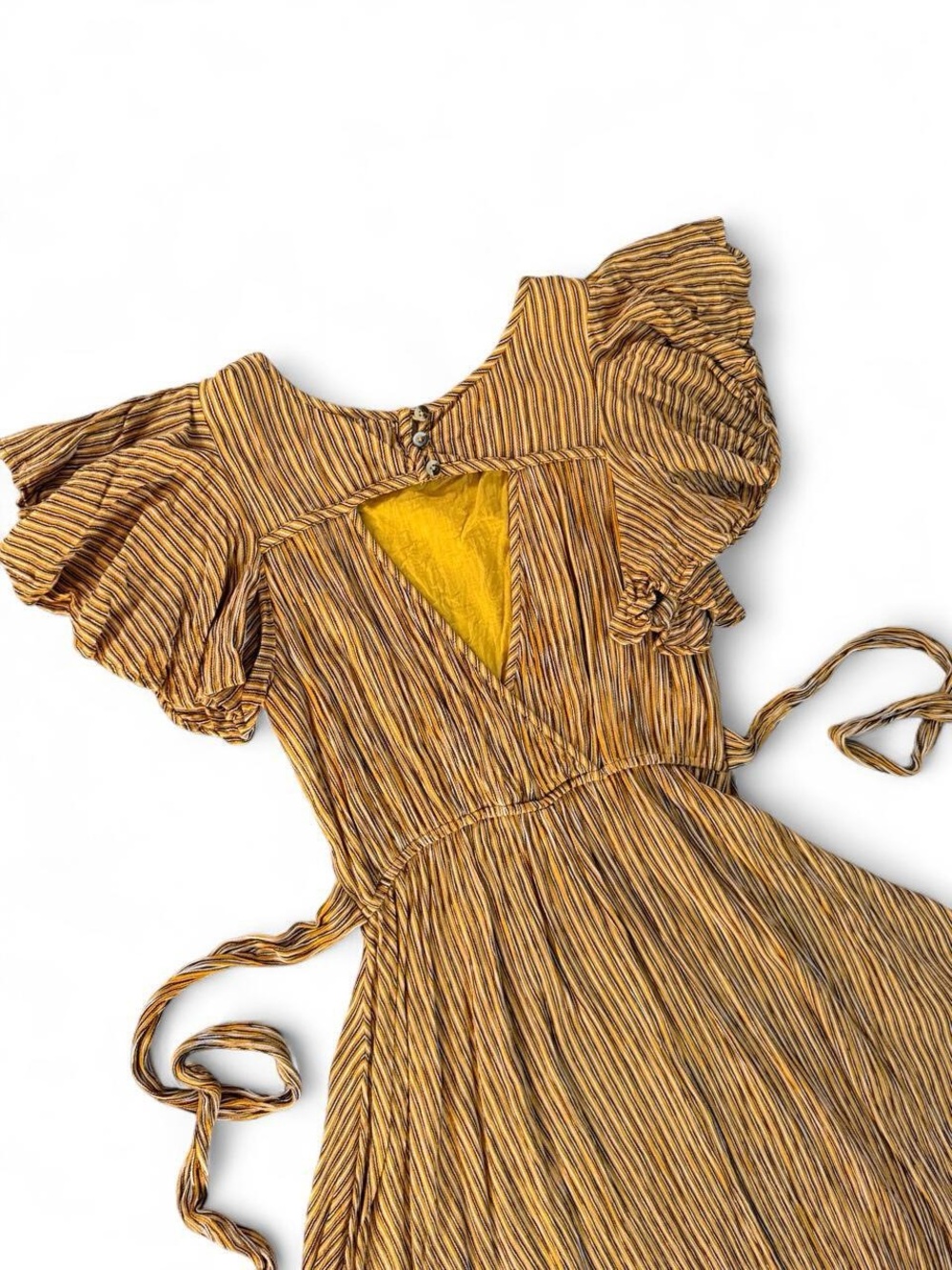 Band of Gypsies Mustard Stripe Midi Dress ✦ Cottagecore / Boho - Picture 5 of 8